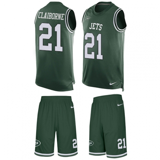 Men's Nike New York Jets #21 Morris Claiborne Limited Green Tank Top Suit NFL Jersey - Ujersey