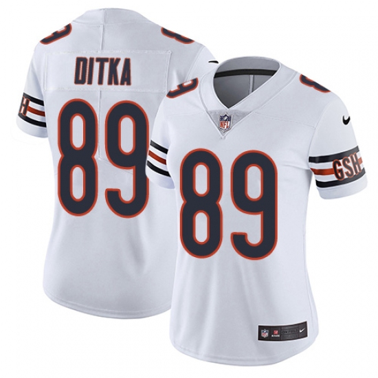 Women's Nike Chicago Bears #89 Mike Ditka White Vapor Untouchable Limited Player NFL Jersey - Ujersey