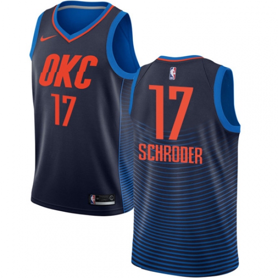 Women's Nike Oklahoma City Thunder #17 Dennis Schroder Swingman Navy Blue NBA Jersey Statement Edition - Ujersey
