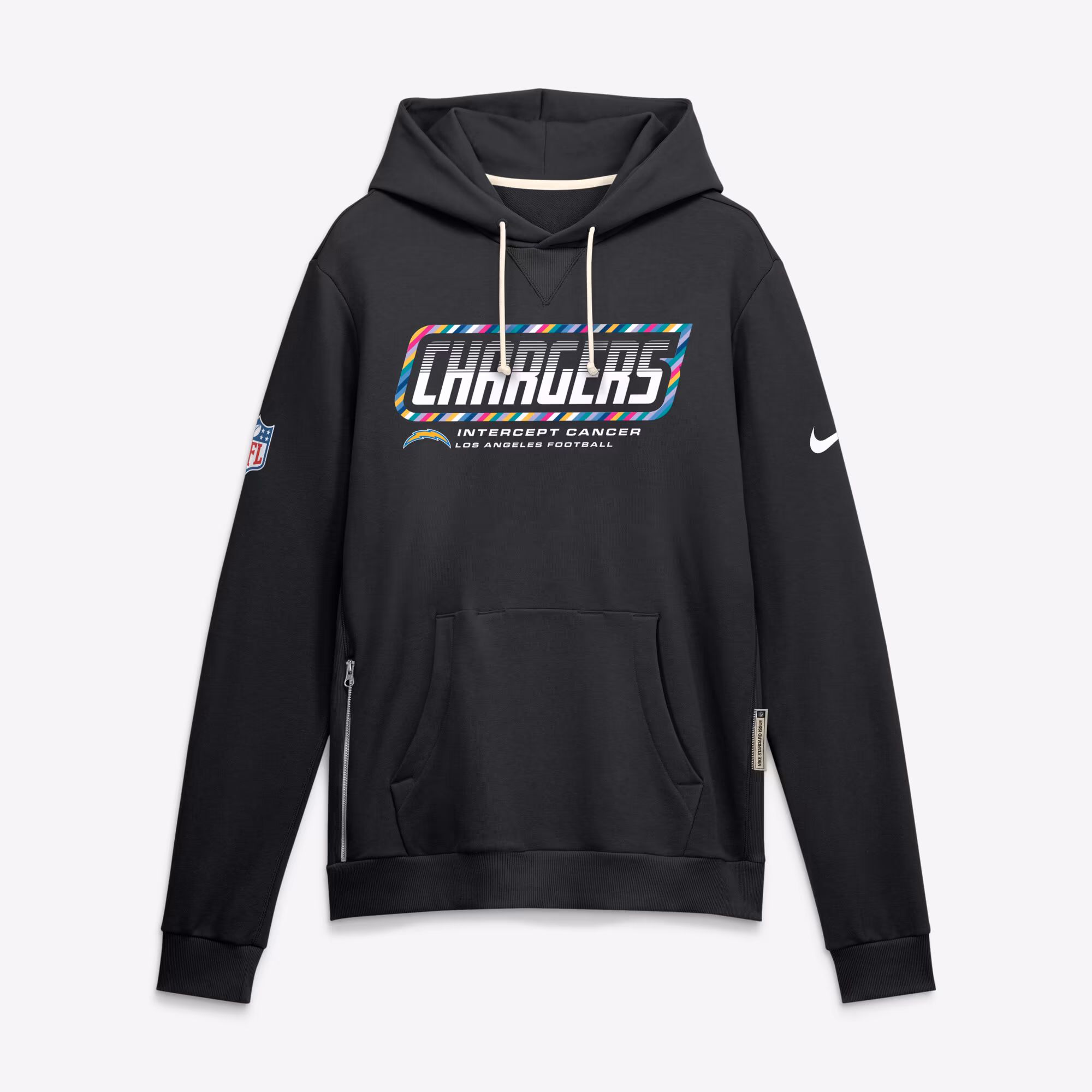 Men's Los Angeles Chargers Nike Black 2026 NFL Crucial Catch Sideline Standard Issue Dri-FIT Pullover Hoodie - Ujersey