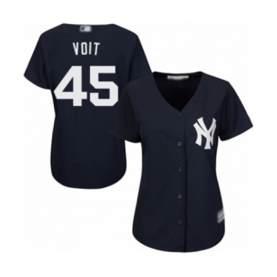 Women's New York Yankees #45 Luke Voit Authentic Navy Blue Alternate Baseball Player Jersey - Ujersey