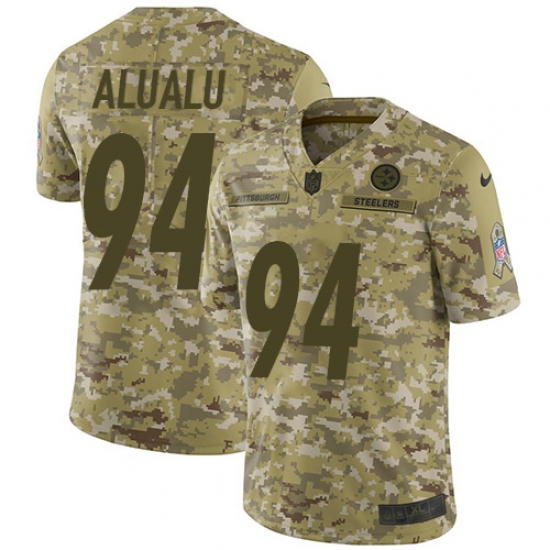 Youth Nike Pittsburgh Steelers #94 Tyson Alualu Limited Camo 2018 Salute to Service NFL Jersey - Ujersey