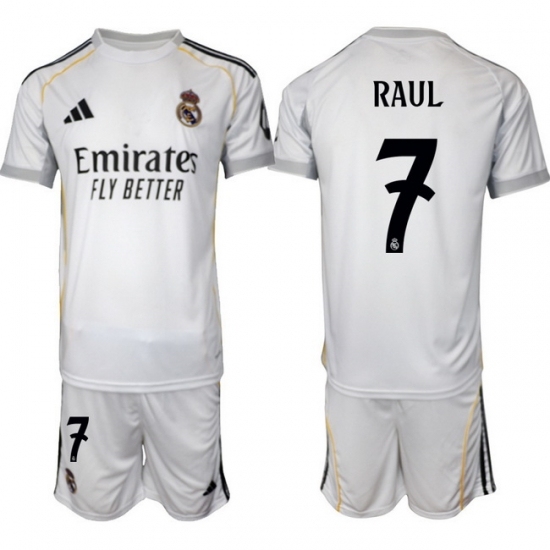 Men Real Madrid 2026 Soccer Jerseys White #7 RAUL (2)