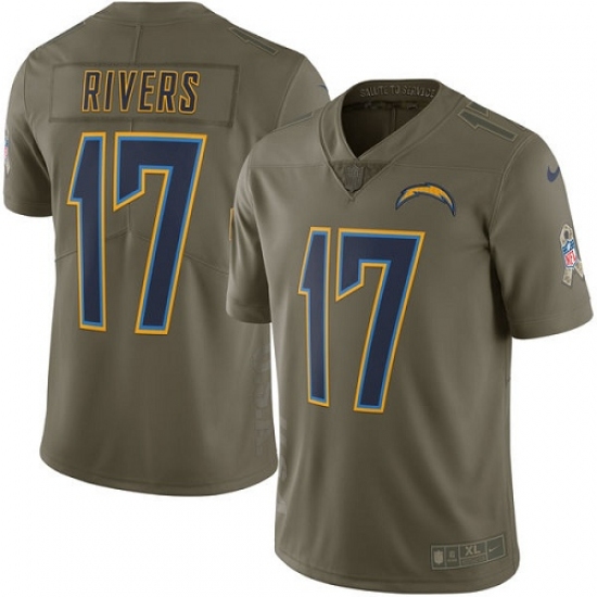 Men's Nike Los Angeles Chargers #17 Philip Rivers Limited Olive 2017 Salute to Service NFL Jersey - Ujersey