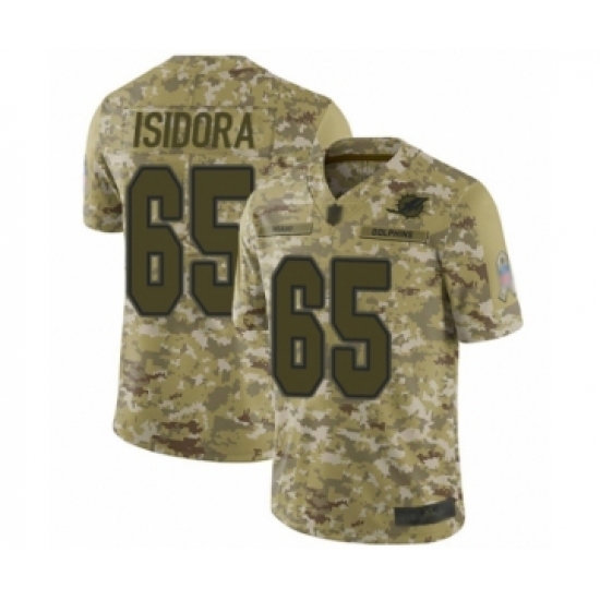 Youth Miami Dolphins #65 Danny Isidora Limited Camo 2018 Salute to Service Football Jersey - Ujersey