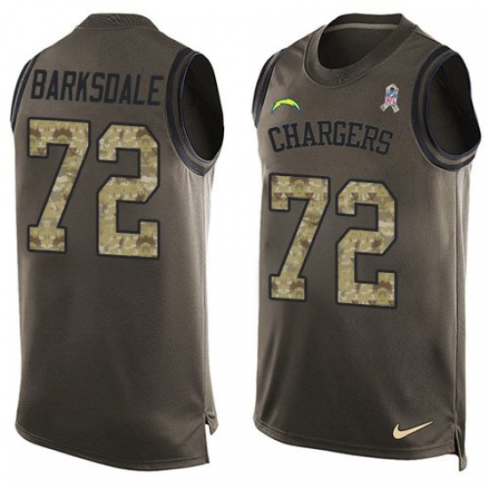 Men's Nike Los Angeles Chargers #72 Joe Barksdale Limited Green Salute to Service Tank Top NFL Jersey - Ujersey