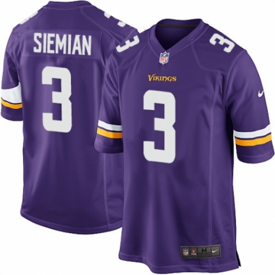 Men's Nike Minnesota Vikings #3 Trevor Siemian Game Purple Team Color NFL Jersey - Ujersey