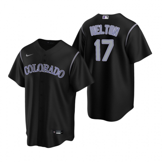Men's Nike Colorado Rockies #17 Todd Helton Black Alternate Stitched Baseball Jersey - Ujersey