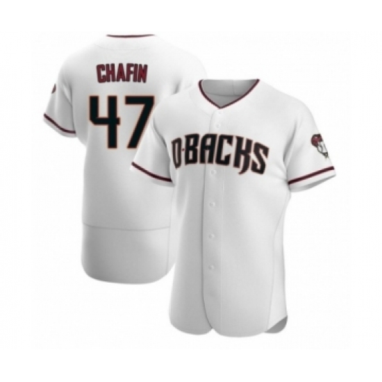 Men's Andrew Chafin #47 Arizona Diamondbacks Authentic White Crimson Home Jersey - Ujersey