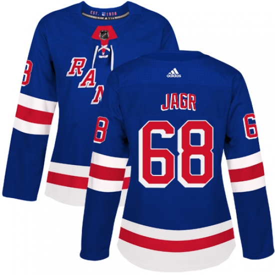 Women's Adidas New York Rangers #68 Jaromir Jagr Premier Royal Blue Home NHL Jersey - Ujersey