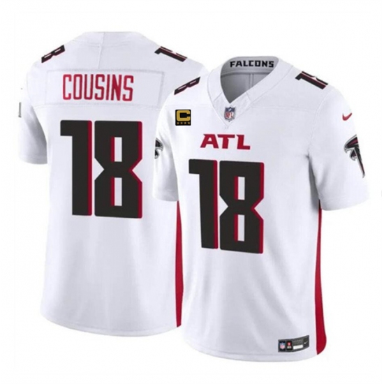 Men's Atlanta Falcons #18 Kirk Cousins White 2024 F.U.S.E With 4-Star C Vapor Untouchable Limited Stitched Football Jersey - Ujersey