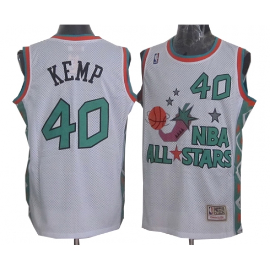 Men's Mitchell and Ness Oklahoma City Thunder #40 Shawn Kemp Authentic White 1996 All Star Throwback NBA Jersey - Ujersey