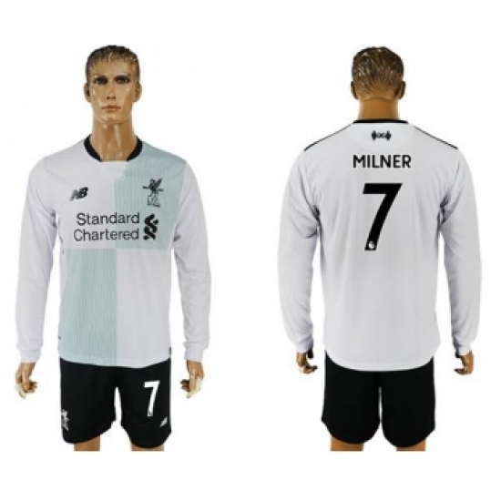 Liverpool #7 Milner Away Long Sleeves Soccer Club Jersey