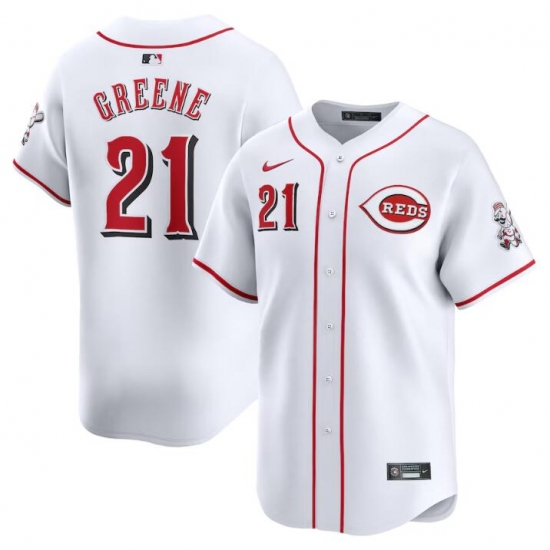 Men's Cincinnati Reds #21 Hunter Greene White Home Limited Stitched Baseball Jersey - Ujersey