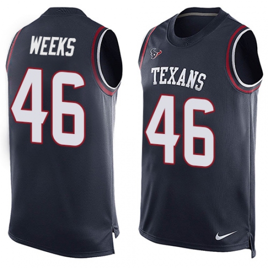Men's Nike Houston Texans #46 Jon Weeks Limited Navy Blue Player Name & Number Tank Top NFL Jersey - Ujersey