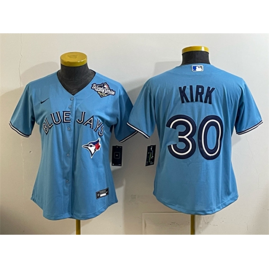 Women's Toronto Blue Jays #30 Alejandro Kirk Blue 2025 World Series Cool Base Stitched Baseball Jersey(Run Small) - Ujersey