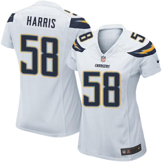 Women's Nike Los Angeles Chargers #58 Nigel Harris Game White NFL Jersey - Ujersey