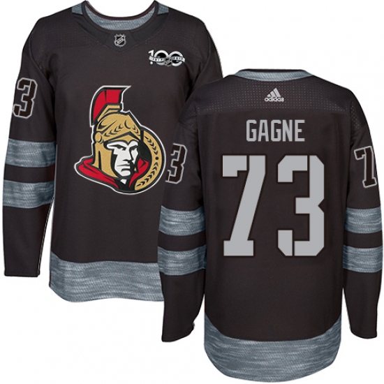 Men's Adidas Ottawa Senators #73 Gabriel Gagne Authentic Black 1917-2017 100th Anniversary NHL Jersey - Ujersey