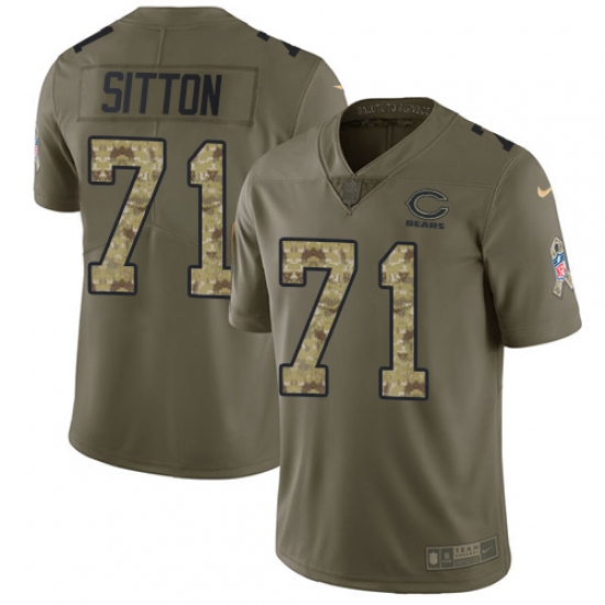 Men's Nike Chicago Bears #71 Josh Sitton Limited Olive/Camo Salute to Service NFL Jersey - Ujersey