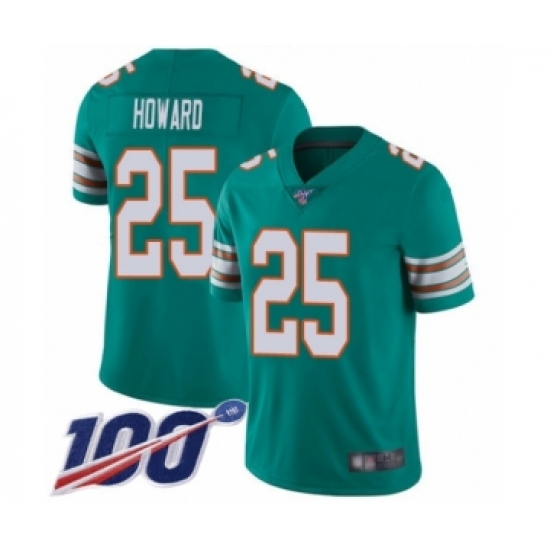 Men's Miami Dolphins #25 Xavien Howard Aqua Green Alternate Vapor Untouchable Limited Player 100th Season Football Jersey - Ujersey