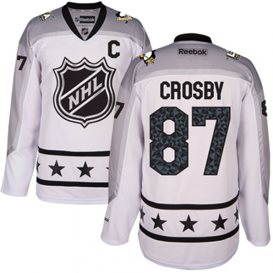 Men's Reebok Pittsburgh Penguins #87 Sidney Crosby Premier White Metropolitan Division 2017 All-Star NHL Jersey - Ujersey