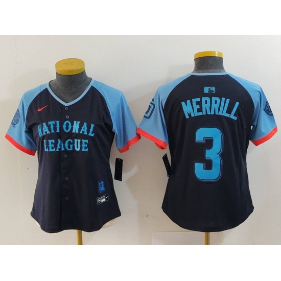 Women's San Diego Padres #3 Jackson Merrill Navy 2024 All Star Limited Stitched Jersey - Ujersey
