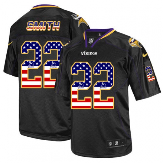 Men's Nike Minnesota Vikings #22 Harrison Smith Elite Black USA Flag Fashion NFL Jersey - Ujersey