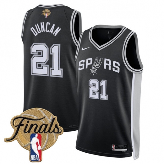 Men's San Antonio Spurs #21 Tim Duncan Black 2026 Finals Icon Edition Stitched Basketball Jersey - Ujersey