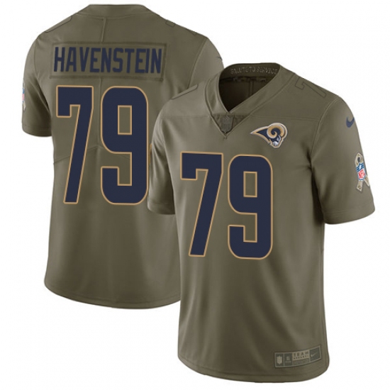 Men's Nike Los Angeles Rams #79 Rob Havenstein Limited Olive 2017 Salute to Service NFL Jersey - Ujersey