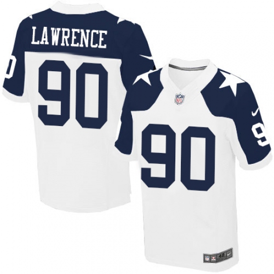 Men's Nike Dallas Cowboys #90 Demarcus Lawrence Elite White Throwback Alternate NFL Jersey - Ujersey
