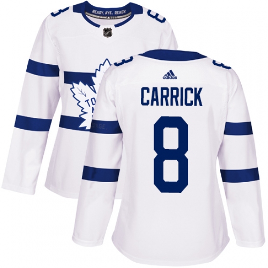 Women's Adidas Toronto Maple Leafs #8 Connor Carrick Authentic White 2018 Stadium Series NHL Jersey - Ujersey