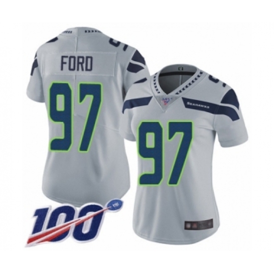 Women's Seattle Seahawks #97 Poona Ford Grey Alternate Vapor Untouchable Limited Player 100th Season Football Jersey - Ujersey