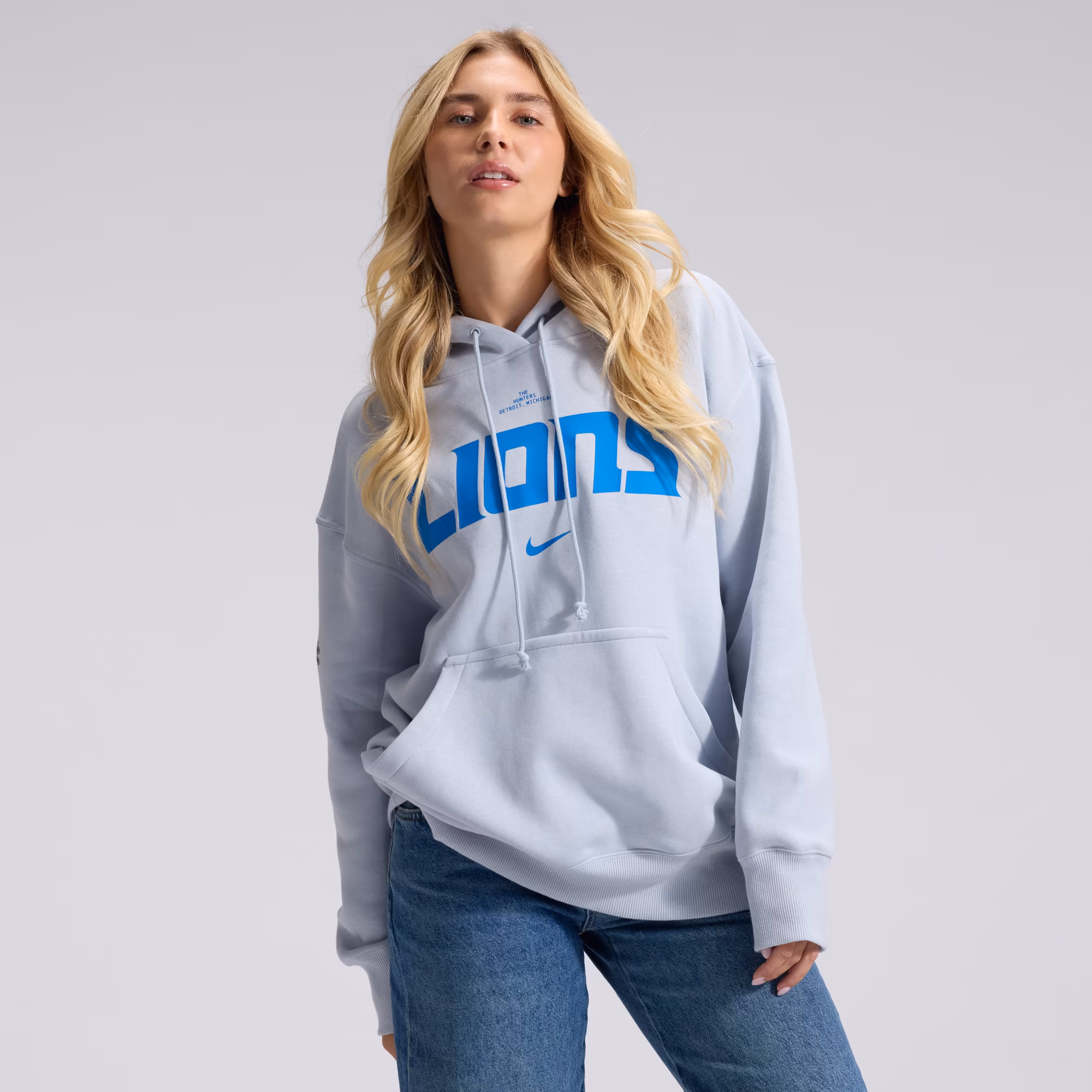Women's Detroit Lions  Nike Silver 2026 Rivalries Collection Oversized Pullover Hoodie - U-jersey