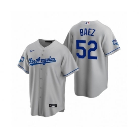 Men's Los Angeles Dodgers #52 Pedro Baez Gray 2020 World Series Champions Replica Jerseys