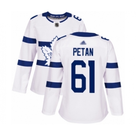 Women's Toronto Maple Leafs #61 Nic Petan Authentic White 2018 Stadium Series Hockey Jersey - Ujersey