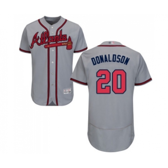 Men's Atlanta Braves #20 Josh Donaldson Grey Road Flex Base Authentic Collection Baseball Jersey - Ujersey