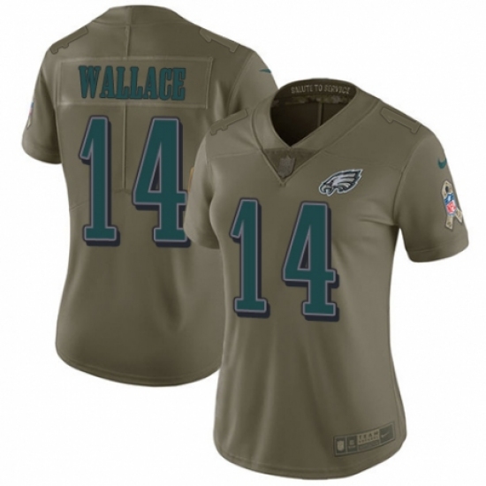 Women's Nike Philadelphia Eagles #14 Mike Wallace Limited Olive 2017 Salute to Service NFL Jersey - Ujersey