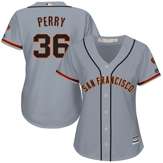 Women's Majestic San Francisco Giants #36 Gaylord Perry Replica Grey Road Cool Base MLB Jersey - Ujersey