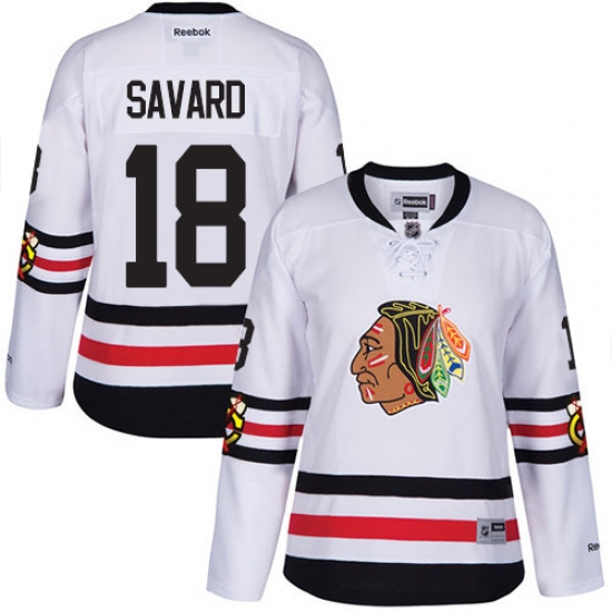 Women's Reebok Chicago Blackhawks #18 Denis Savard Authentic White 2017 Winter Classic NHL Jersey - Ujersey