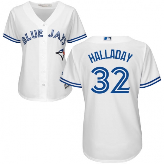 Women's Majestic Toronto Blue Jays #32 Roy Halladay Replica White Home MLB Jersey - Ujersey