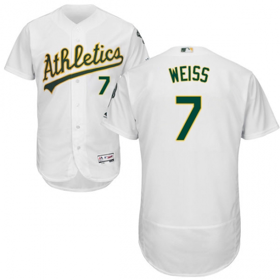 Men's Majestic Oakland Athletics #7 Walt Weiss White Home Flex Base Authentic Collection MLB Jersey - Ujersey
