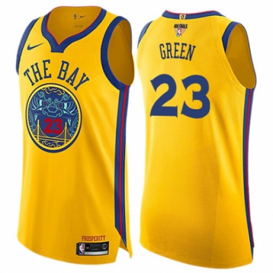 Youth Nike Golden State Warriors #23 Draymond Green Swingman Gold 2018 NBA Finals Bound NBA Jersey - City Edition