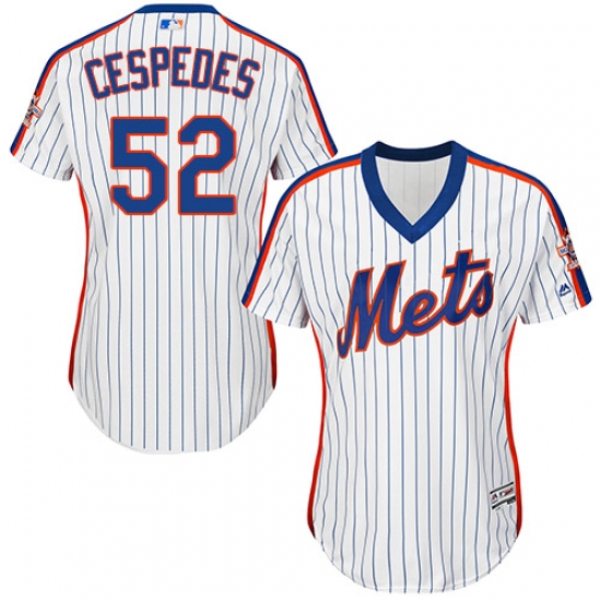 Women's Majestic New York Mets #52 Yoenis Cespedes Authentic White Alternate Cool Base MLB Jersey - Ujersey