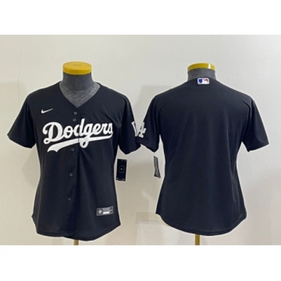 Women's Los Angeles Dodgers Blank Black Stitched Baseball Jersey(Run Small) - Ujersey