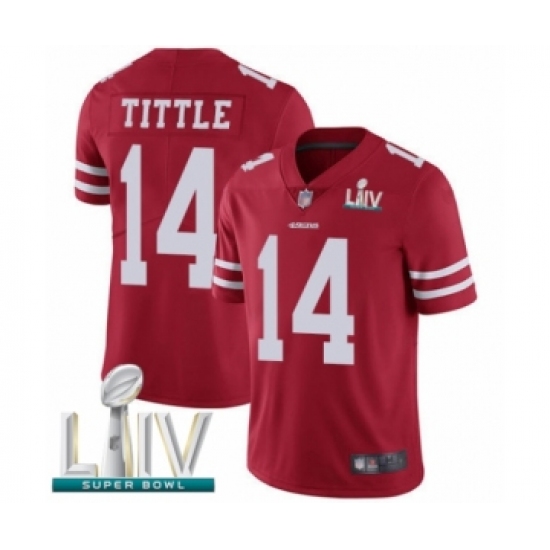 Youth San Francisco 49ers #14 Y.A. Tittle Red Team Color Vapor Untouchable Limited Player Super Bowl LIV Bound Football Jersey - Ujersey