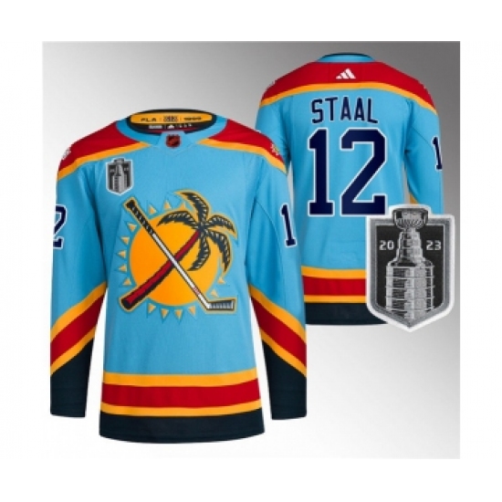 Men's Florida Panthers #12 Eric Staal Blue 2023 Stanley Cup Final Reverse Retro Stitched Jersey - Ujersey