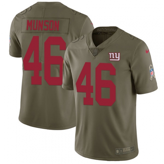 Men's Nike New York Giants #46 Calvin Munson Limited Olive 2017 Salute to Service NFL Jersey - Ujersey