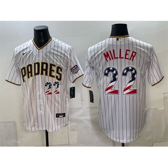 Men's San Diego Padres #22 Mason Miller White USA 250 Fourth of July Home Stitched Baseball Jersey - Ujersey