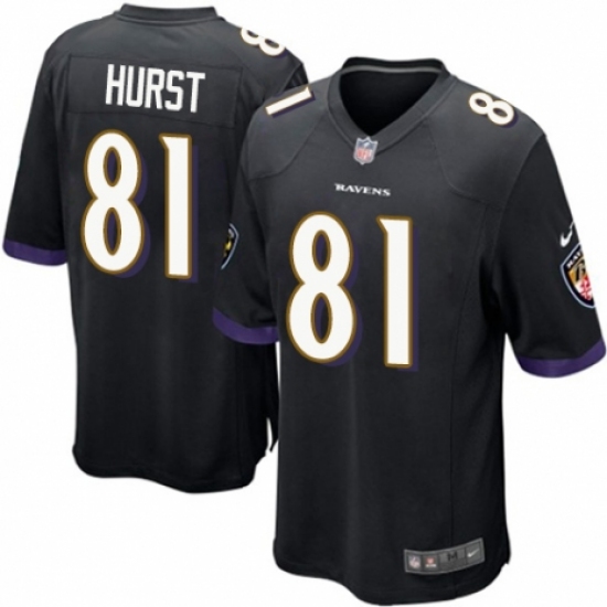 Men's Nike Baltimore Ravens #81 Hayden Hurst Game Black Alternate NFL Jersey - Ujersey