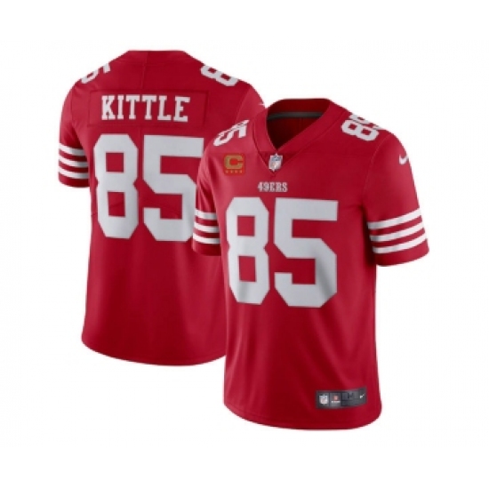 Men's San Francisco 49ers 2022 #85 George Kittle Red New Scarlet With 4-star C Patch Vapor Untouchable Limited Stitched Football Jersey - Ujersey